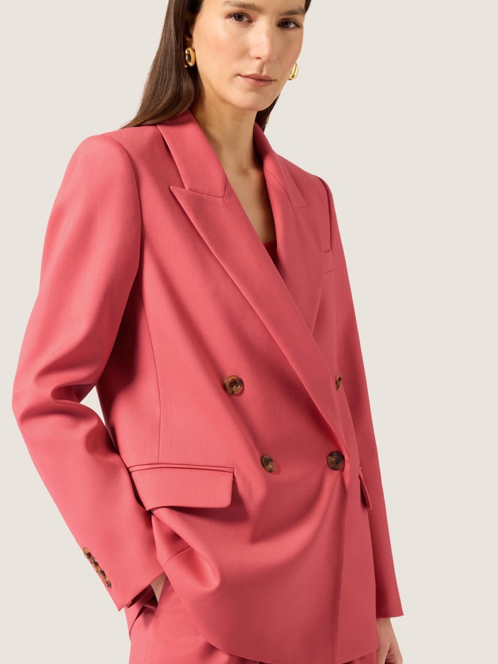 Argent Women's Pink Double-Breasted Pink Blazer Jacket Small